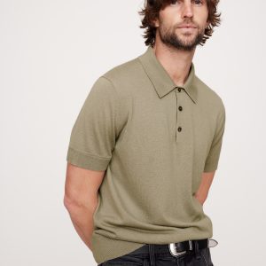 Cashmere-Silk Short-Sleeve Sweater Polo