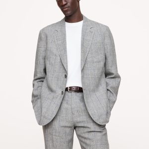 Plaid Linen Suit Jacket