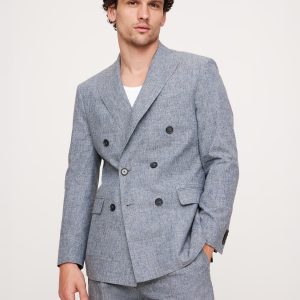 Cotton-Linen Double-Breasted Suit Jacket