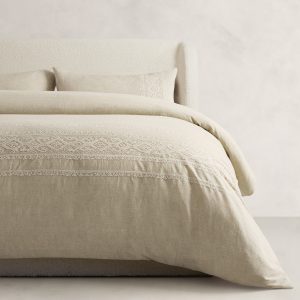 Embroidered Linen-Cotton Duvet Cover