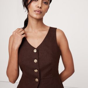 Linen Button-Front Vest
