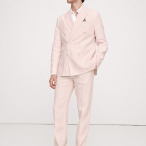Double-Breasted Linen Suit Jacket