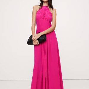 Matte Silk Halter Maxi Dress