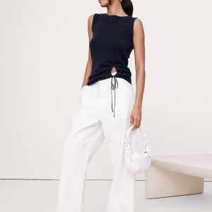 Lightweight Cashmere Drawstring-Hem Tank