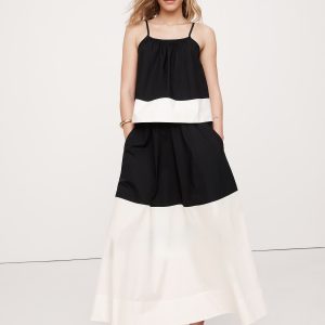 Color-Block Cotton Poplin Maxi Skirt