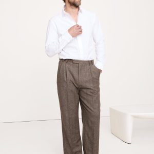 Straight Italian Herringbone Suit Pant