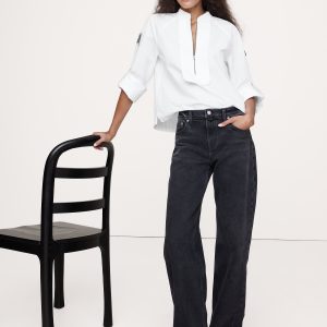 Cotton Poplin Zip Popover Top