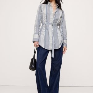 Cotton Poplin Belted Tunic Shirt