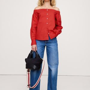 Cotton Poplin Off-the-Shoulder Top