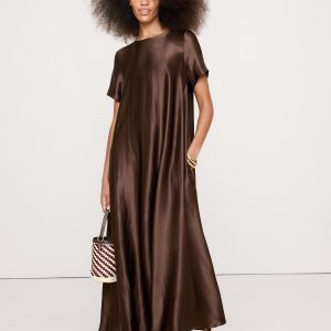 Italian Satin Trapeze Maxi Dress