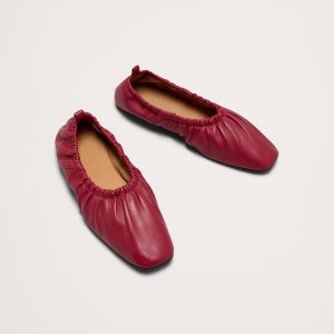 Ruched Leather Ballet Flat