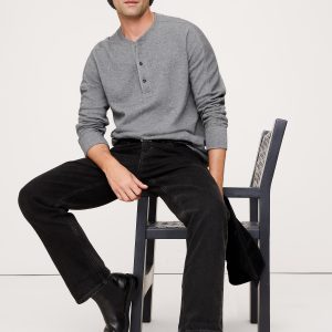 Slub Double-Knit Henley T-Shirt
