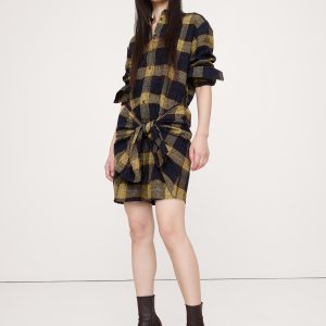 Flannel Tie-Front Shirt Dress