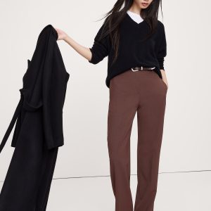 High-Rise Modern Straight Italian Wool Pant