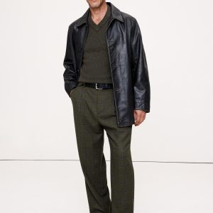 Straight Flannel Pleated Dress Pant