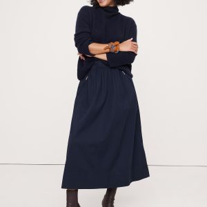 Stretch-Cotton Utility Midi Skirt