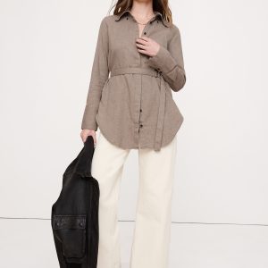 Flannel Belted Tunic Shirt