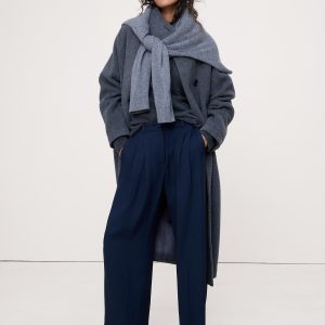 Soho Mid-Rise Pleated Wide-Leg Drapey Twill Pant